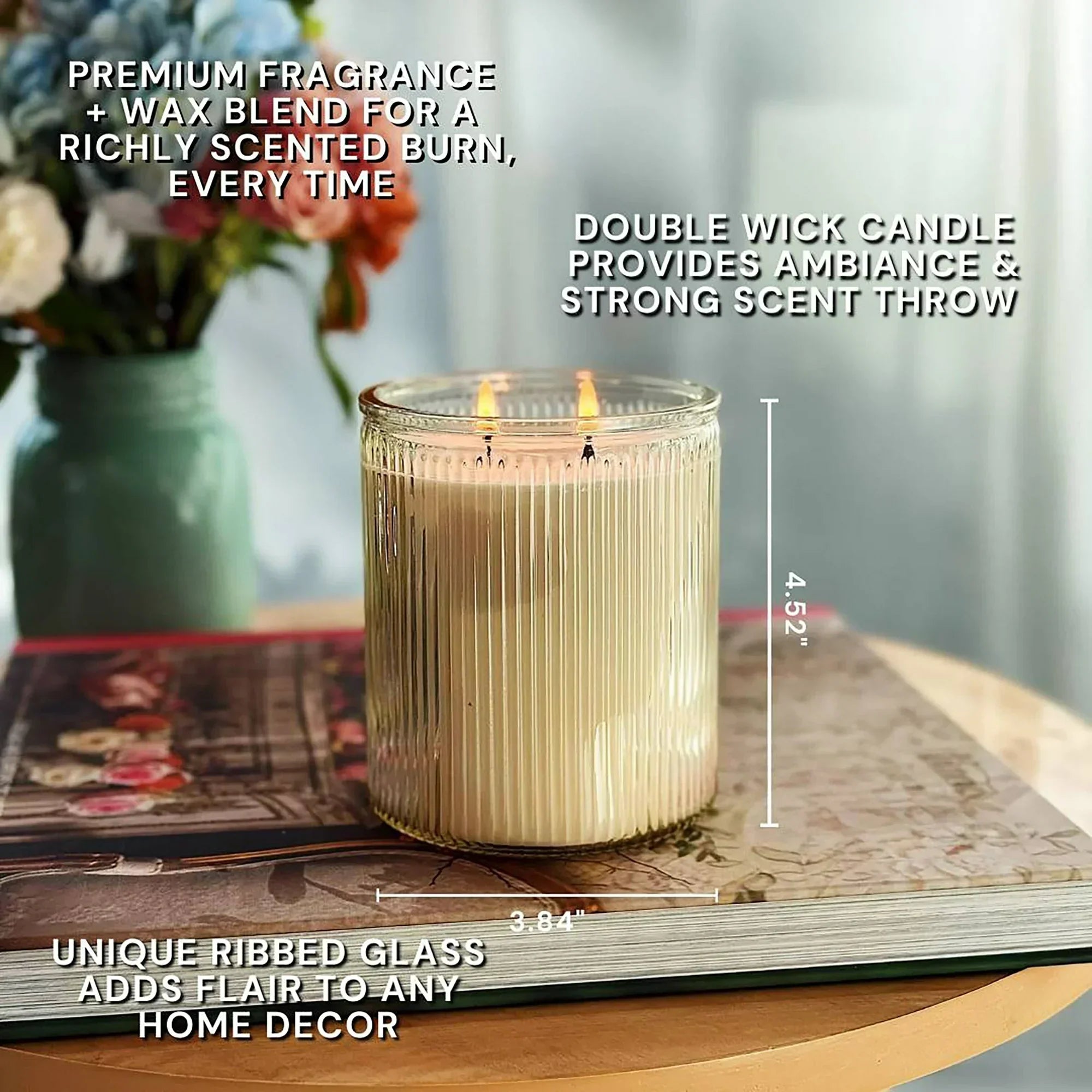 Better Homes & Gardens Salted Coconut and Mahogany Scented 2-Wick 17.1oz Ribbed Jar Candle