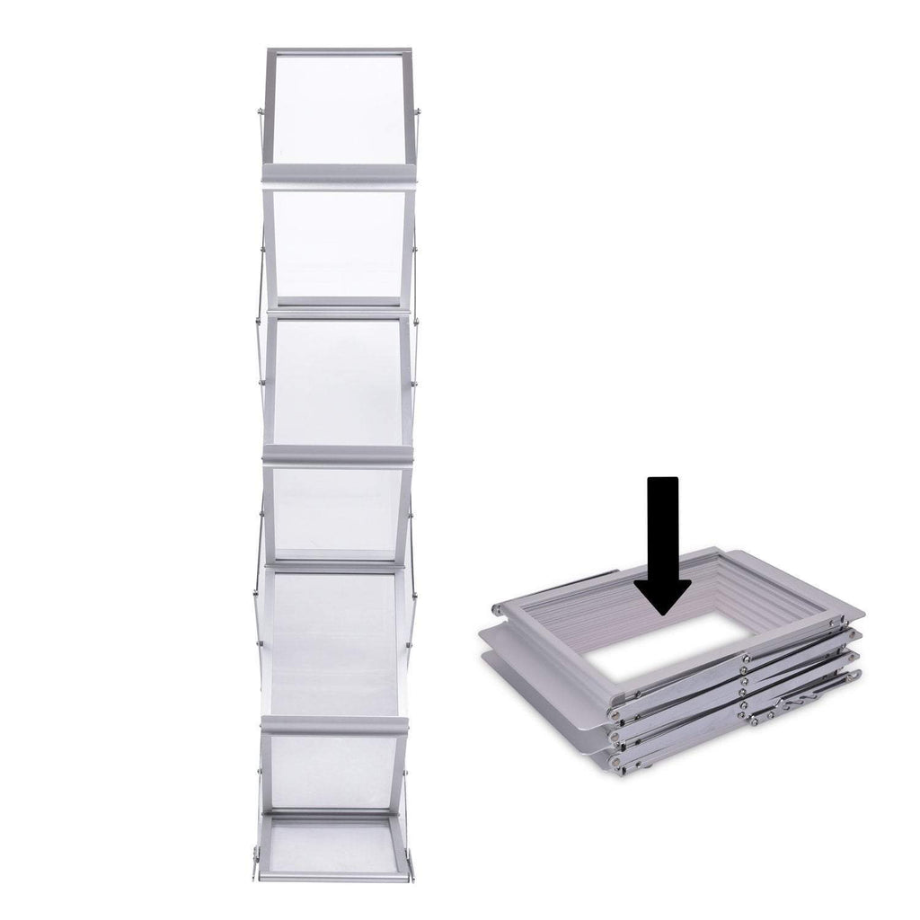 Zigzag Brochure Stand A4 Foldable Silver/White