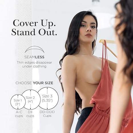 Nippies Nipple Covers for Women - Sticky Adhesive Silicone Pasties - Reusable Pasty Nipple Cover with Travel Box