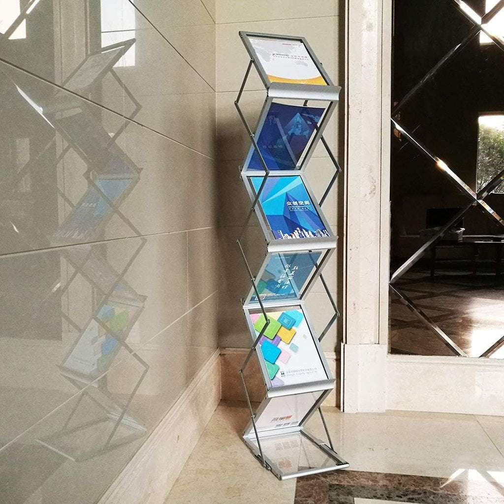 Zigzag Brochure Stand A4 Foldable Silver/White