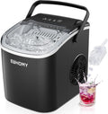 EUHOMY Countertop Ice Maker Machine with Handle, 26lbs in 24Hrs, 9 Ice Cubes Ready in 6 Mins, Auto-Cleaning Portable Ice Maker with Basket and Scoop