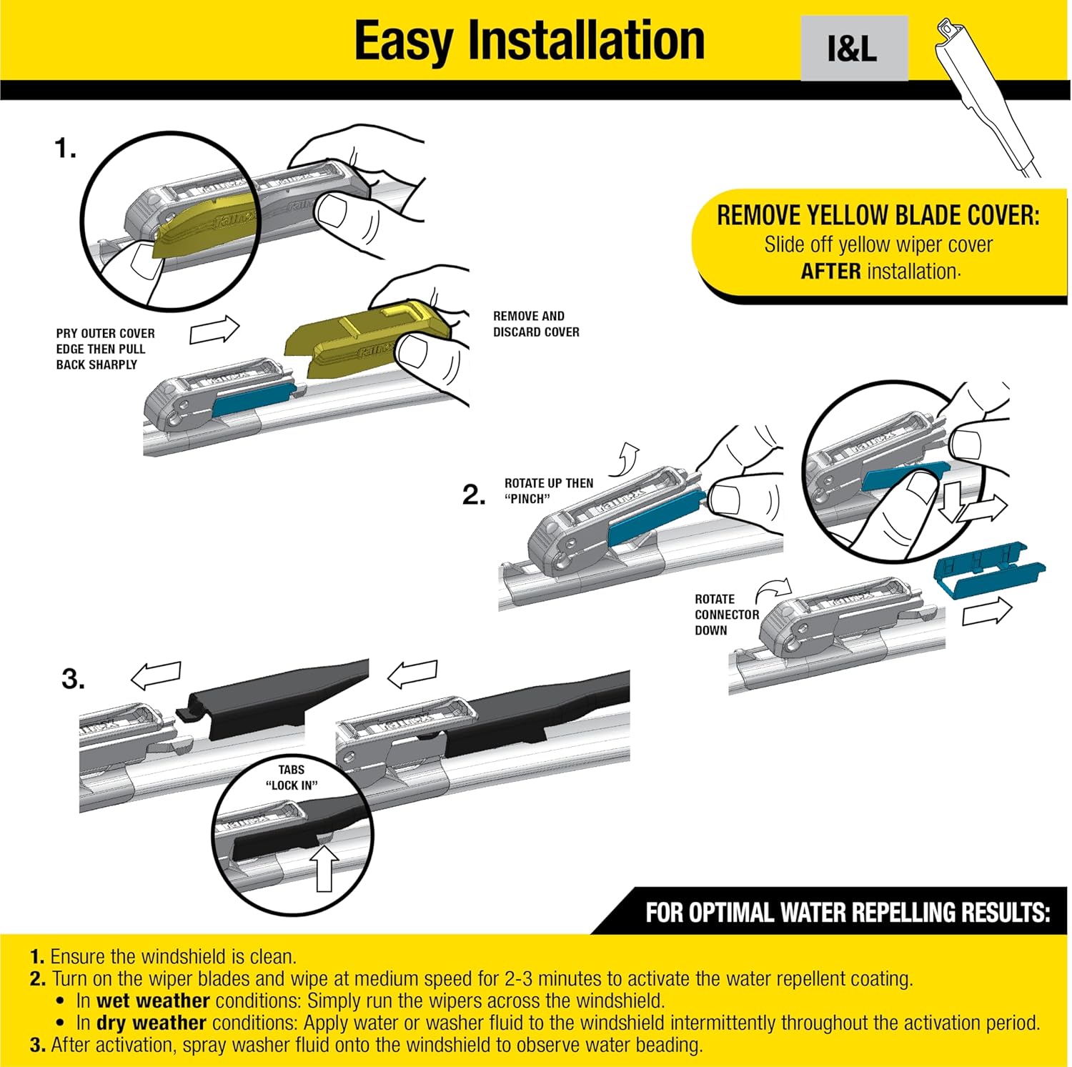 Rain-X Latitude 2-In-1 Water Repellent Wiper Blades – 22" (Pack of 2)