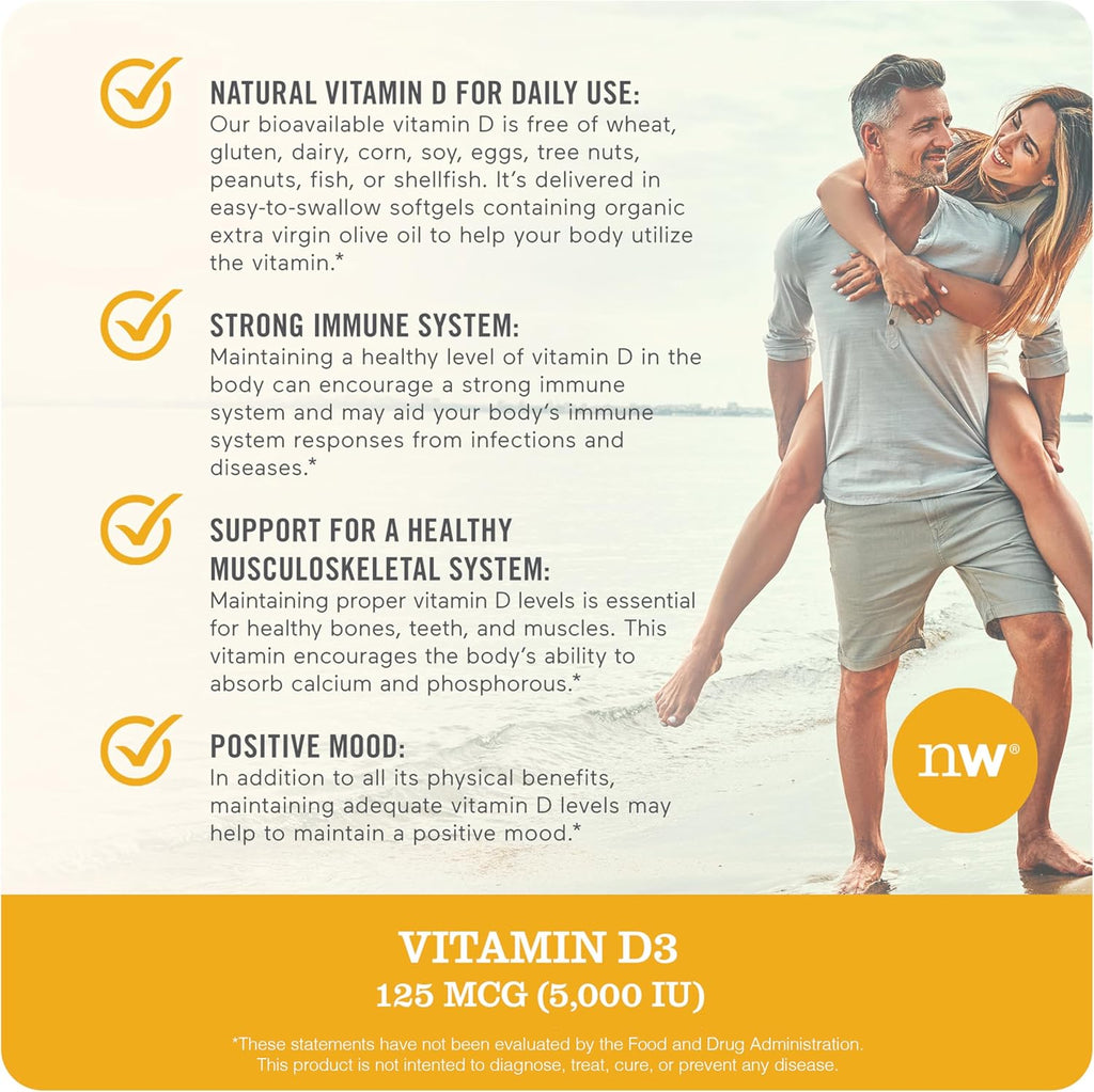 NatureWise Vitamin D3 5000iu – 360 Softgels for Immunity & Bone Health