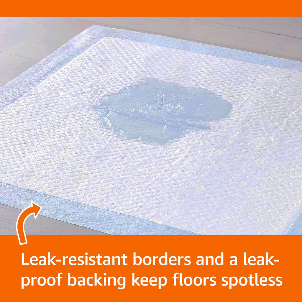 Basics Dog & Puppy Pee Pads – 100 Pack, 22x22", Leak-Proof & Quick-Dry