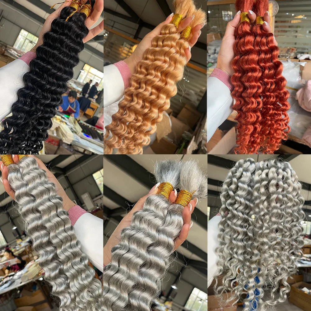 Brazilian Deep Wave Braiding Hair – 14” Boho Braids, 2 Bundles