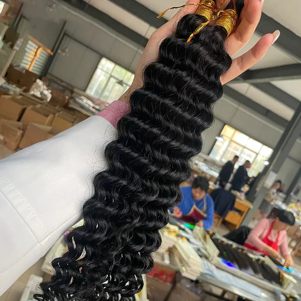 Brazilian Deep Wave Braiding Hair – 14” Boho Braids, 2 Bundles