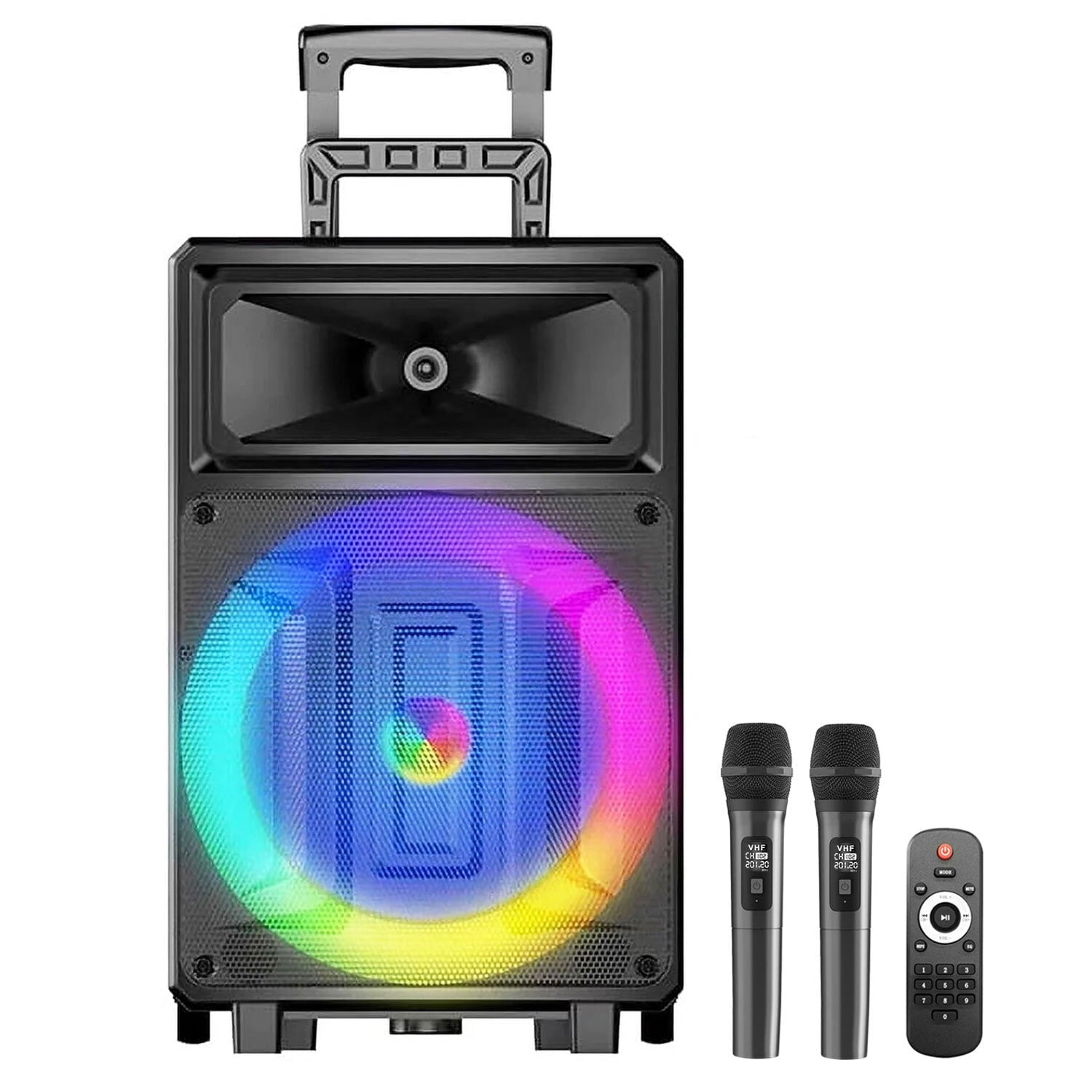 Seenda Karaoke Machine with 2 Wireless Microphones, Bluetooth Speaker, and Portable PA System – Includes FM Radio and 12" Woofer for Party