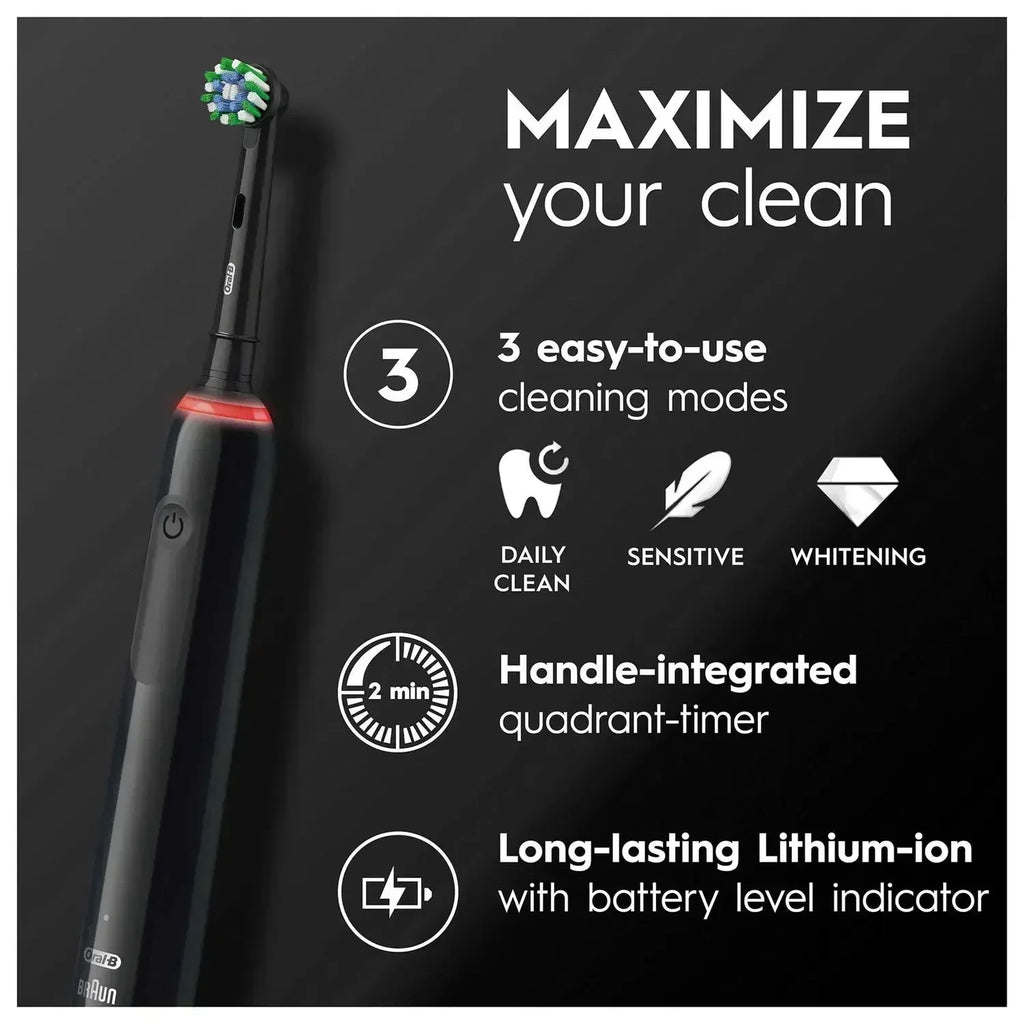 Oral B Pro 3500 Cross Action Black Electric Toothbrush Freedomize.
