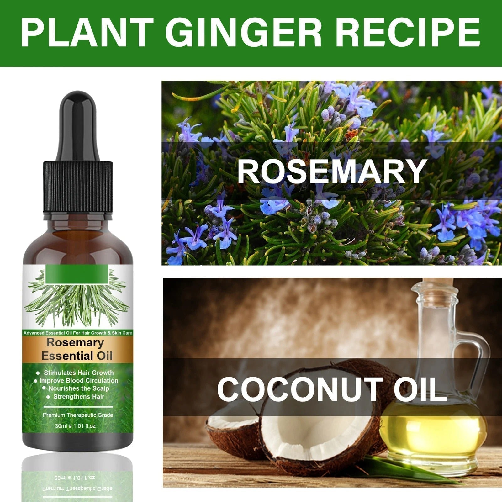 Rosemary Essentiall Oil Hair Growth Products Organic Hair Products Scalp Hair Strengthening Oil For Nourish Shiny Hair Healthy.
